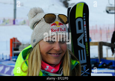 St. Moritz, Schweiz. 25. Januar 2015. Lindsey Vonn aus den USA während der Audi FIS Ski World Cup Damen Super-G in St. Moritz Stockfoto