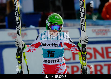 St. 25. Januar 2015. Moritz, Schweiz Nicole Schmidhofer von der AUT konkurriert, während der Audi FIS Ski World Cup Damen Super-G in St. Moritz © Action Plus Sport/Alamy Live News Stockfoto