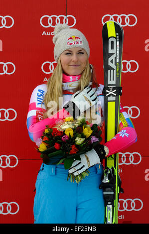 St. 25. Januar 2015. Moritz, Switzerland.Lindsey Vonn der USA konkurriert, während der Audi FIS Ski World Cup Damen Super-G in St. Moritz © Action Plus Sport/Alamy Live News Stockfoto