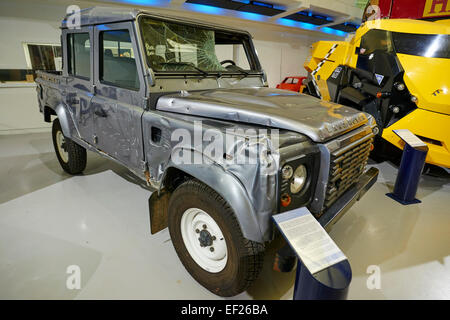 2012 im Land Rover Defender 110 James Bond Film "Skyfall" Erbe Automotor Zentrum Gaydon, Warwickshire UK Stockfoto