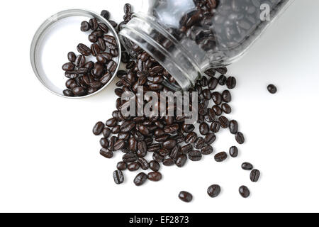 Kaffeebohnen in einem Glas Stockfoto