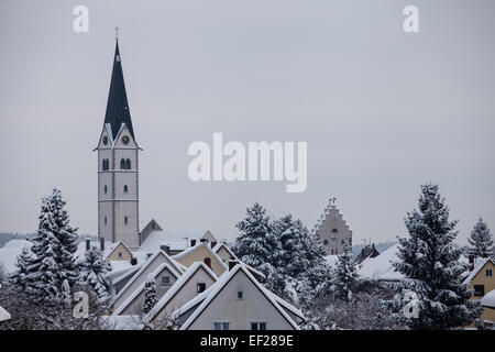 St.  Nikolaus Kirche, Markdorf im winter Stockfoto