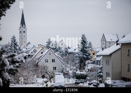 St.  Nikolaus Kirche, Markdorf im winter Stockfoto