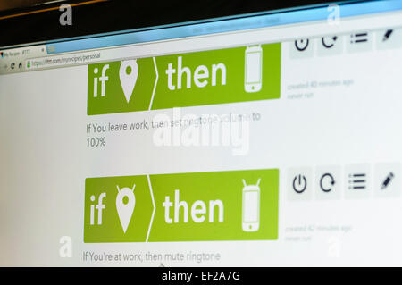 Screenshot aus IFTTT (wenn dann dann, dass) bei http://ift.tt, eine Website, die hilft zu automatisieren, Aktivitäten und Aufgaben zwischen dem mobilen p Stockfoto