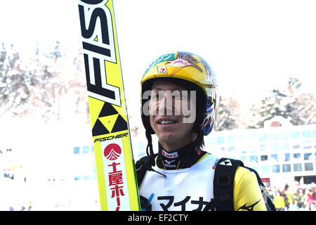 Sapporo, Hokkaido, Japan. 25. Januar 2015. Noriaki Kasai (JPN) Skispringen: FIS Skisprung Welt Cup Großschanze Individuum (HS134) im Stadium der Okurayama springen in Sapporo, Hokkaido, Japan. © Hitoshi Mochizuki/AFLO/Alamy Live-Nachrichten Stockfoto