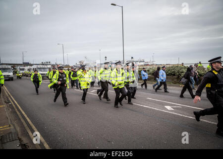 Kent, UK. 25. Januar 2015.  Rechtsextreme Protest gegen illegale Einwanderer in Dover Credit: Guy Corbishley/Alamy Live News Stockfoto