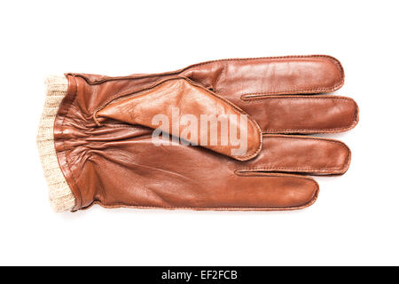 Braune Lederhandschuhe isoliert Stockfoto