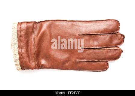 Braune Lederhandschuhe isoliert Stockfoto