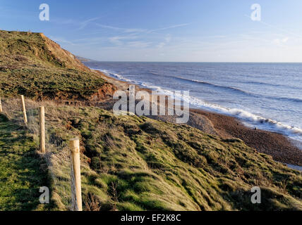 Grange Chine, Isle Of Wight, vermittelt Wasser Buddle Bach in der Nähe von Brighstone bis zum Meer neben Grange Farm und Urlaub Stellplatz Stockfoto