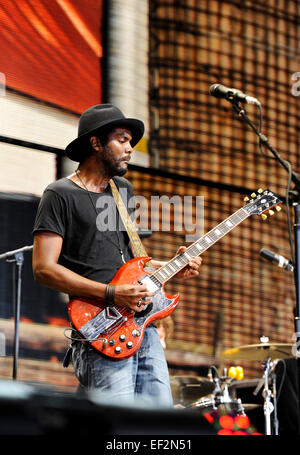 Gary Clark Jr., Gitarrist, Texas-Blues Musiker, Band, auf der Bühne "Farm Aid" 2014 Stockfoto