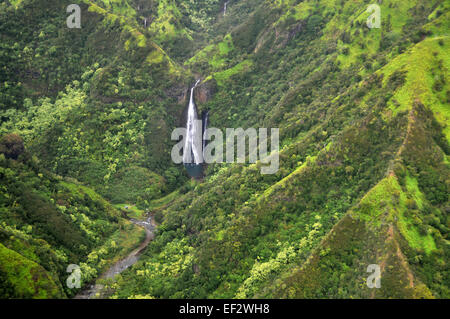 Manawaiopuna fällt oder Jurassic Park fällt, Kauai, Hawaii, USA Stockfoto