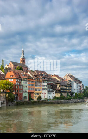 Blick auf die Stadt Laufenburg mit Rhein, Laufenburg, Schwarzwald, Baden-Württemberg, Deutschland Stockfoto