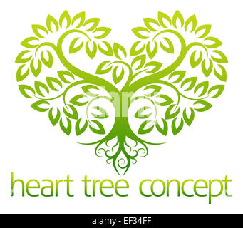 Eine abstrakte Darstellung der ein Baum wächst in Form von einem Herz-Konzept-design Stockfoto