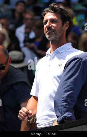 Melbourne, Australien. 26. Januar 2015. Australian Open Tennis Championships. Serena Williams wird von Patrick Mouratoglou (FRA) Credit beobachtet: Action Plus Sport/Alamy Live News Stockfoto