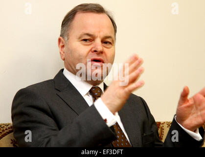 Storting Kopf Olemic Thommessen Bild (), wer der Tschechischen Republik, lehnte einen Kommentar über den Fall von zwei Söhnen entnommen Tschechische Eltern im Jahr 2011 durch den Sozialdienst der norwegischen Kind besucht. Thommessen, sagte, dass dieses Problem mit dem Außenministerium in Steti, Tschechische Republik, 26. Januar 2015 gelöst werden sollte, wo er eine Pressekonferenz mit Schwerpunkt auf soziale Ausgrenzung und staatliche Agentur für soziale Eingliederung besucht. (CTK Foto/Ondrej Hajek) Stockfoto