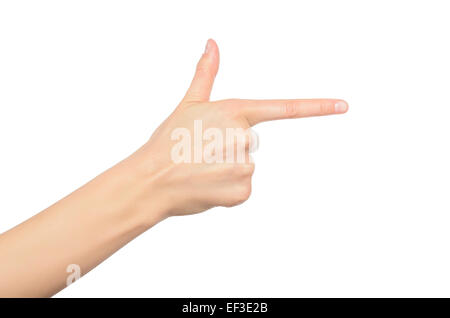 Die Hand der Frau virtuellen Bildschirm zu berühren. Stockfoto