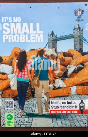 England, London, Anti-Raucher Plakat Stockfoto