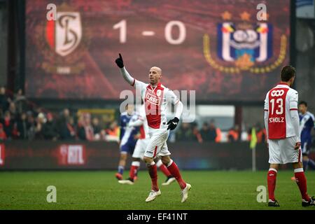 Lüttich, Belgien. 25. Januar 2015. Jupiler Liga. Standard Lüttich gegen Anderlecht. Ciman Laurent von Standard Lüttich feiert sein Tor © Action Plus Sport/Alamy Live News Stockfoto