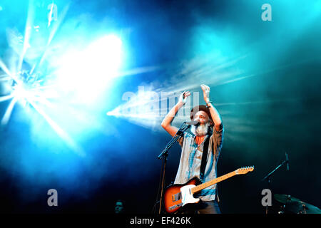 BENICASSIM, Spanien - 20 Juli: Travis (britische Post-Britpop-alternative-Rock-Band) Konzert in FIB Festival. Stockfoto