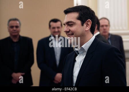 Athen, Griechenland. 26. Januar 2015. Vereidigung der neu ernannte Premierminister Alexis Tsipras am Präsidentenpalast in Athen am 26. Januar 2015. Bildnachweis: Konstantinos Tsakalidis/Alamy Live-Nachrichten Stockfoto