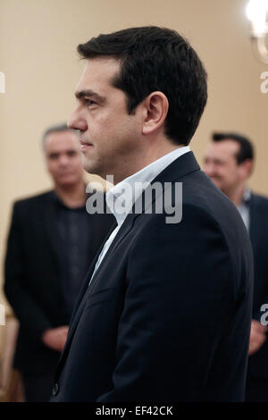 Athen, Griechenland. 26. Januar 2015. Vereidigung der neu ernannte Premierminister Alexis Tsipras am Präsidentenpalast in Athen am 26. Januar 2015. Bildnachweis: Konstantinos Tsakalidis/Alamy Live-Nachrichten Stockfoto