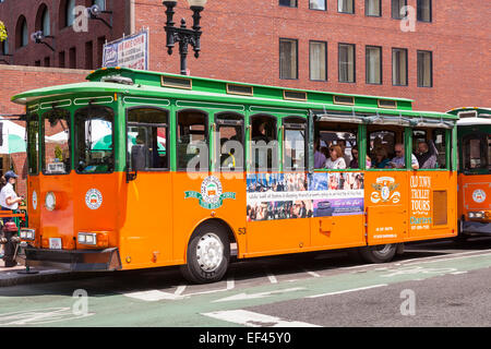 Old Town Trolley Tours Sightseeing Stadtbus, Boston, Massachusetts, USA Stockfoto