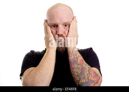 überrascht Man isoliert Stockfoto