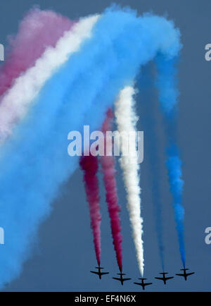 Die Red Arrows, offiziell bekannt als die Royal Air Force-Kunstflugstaffel ist der Kunstflug display Team der Royal Air Force ba Stockfoto