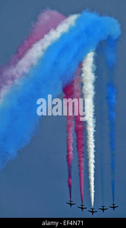 Die Red Arrows, offiziell bekannt als die Royal Air Force-Kunstflugstaffel ist der Kunstflug display Team der Royal Air Force ba Stockfoto