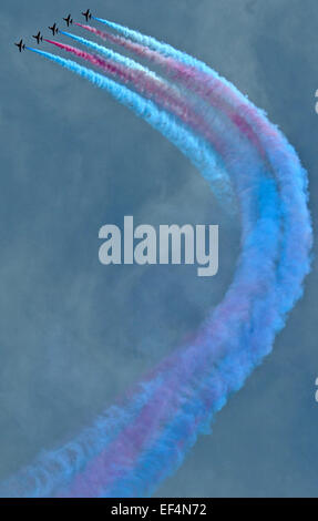 Die Red Arrows, offiziell bekannt als die Royal Air Force-Kunstflugstaffel ist der Kunstflug display Team der Royal Air Force ba Stockfoto