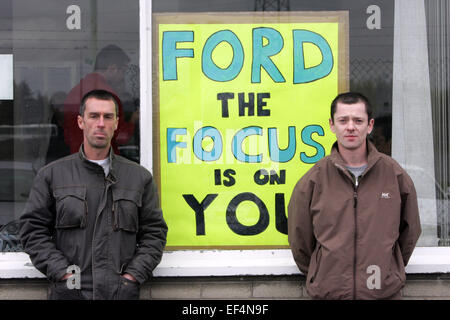 Sit-in Workersof Visteon Werk in West Belfast, 7. April 2009. Visteon Teile Automobilfabrik in West Belfast schließt mit der Stockfoto