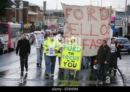 Sit-in Workersof Visteon Werk in West Belfast, 7. April 2009. Visteon Teile Automobilfabrik in West Belfast schließt mit der Stockfoto