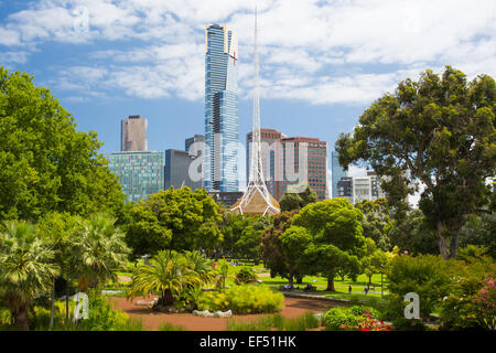 Berühmte Southbank Skyline von Melbourne, Australien - 26 Januar - Melbourne über Queen Victoria Gardens am Australia Day am Januar Stockfoto