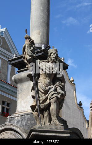 St.-Wenzels-Statue in den wichtigsten Platz Cesky Krumlov, Tschechische Republik Stockfoto