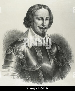 Maurice von Nassau (1567-1625). Prince of Orange von 1618 und Statthalter der Vereinigten Provinzen der Niederlande (außer in der Provinz Friesland) aus frühesten 1585 bis zu seinem Tod im Jahre 1625. Porträt in "Historia de España". Kupferstich, 19. Jahrhundert. Stockfoto