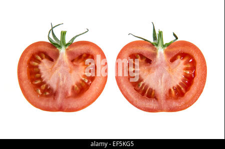 Zwei Hälften von frischen Tomaten, Ausschnitt Stockfoto
