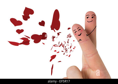 Zusammengesetztes Bild der Finger gekreuzt wie ein paar Stockfoto
