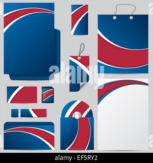 Blau Business Design set mit rosa gestreifte Elemente Stockfoto