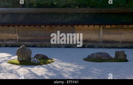 Steingarten am Ryoanji in Kyoto, Japan Stockfoto