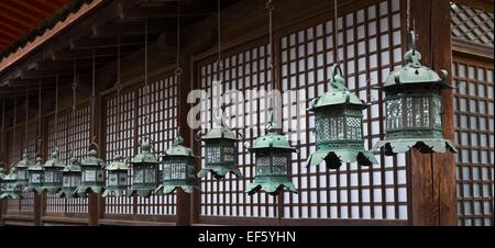 Laternen am Kasuga-Taisha in Nara, Japan Stockfoto