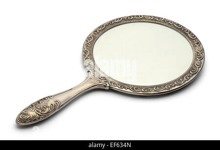 Spiegel auf Oberfläche, Isolated on White Background. Stockfoto