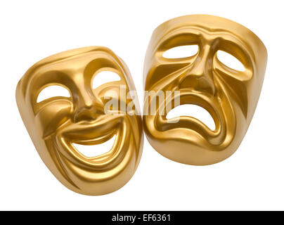 Gold Filmmasken, Isolated on White Background. Stockfoto