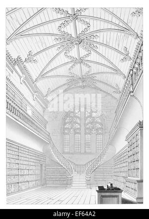 1852 Kings College Aberdeen University Library Interieur Stockfoto