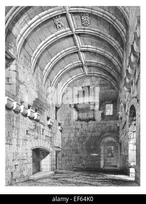 1852 die Hall mittelalterliche Burg Campbell Trübsinn Dollar Glen Clackmannanshire Schottland Stockfoto