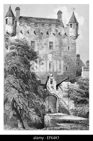 1852 Eingang zum Cawdor Castle Nairn und Inverness-Shire Scotland schottischen Scot Shakespeare Macbeth Stockfoto