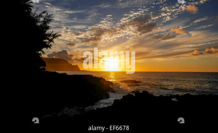 Sonnenuntergang, Hanalei Bay, Kauai, Hawaii Stockfoto