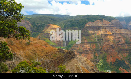 Pan, Waimea Canyon State Park, Kauai, Waipoo Wasserfälle, Hawaii Stockfoto