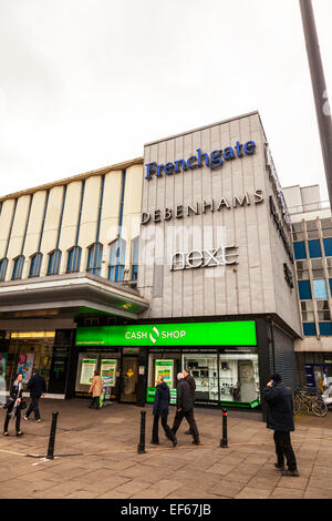 Doncaster Stadt Frenchgate Einkaufszentrum nächste Debenhams Straße Außenansicht Fassade außerhalb South Yorkshire UK England Stockfoto