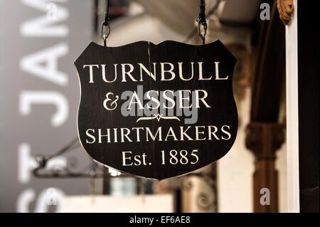 Turnbull und Asser unterzeichnen Londoner Jermyn Street Stockfoto