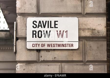 Savile Row Straßenschild London Stockfoto